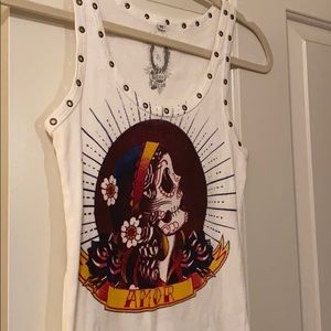 Blue tattoo brand tank top